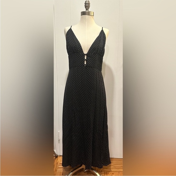 Reformation Polka Dot Montague Button Front Dress Sleeveless B&W size 12 - Picture 6 of 7